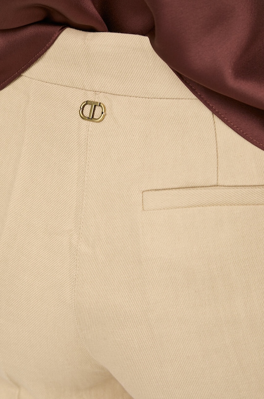 Twinset spodnie z domieszką lnu beżowy 241TP2562