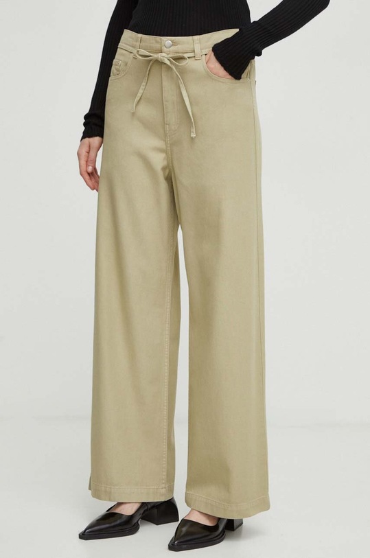 Day Birger et Mikkelsen pantaloni de bumbac drept verde DAY65242890