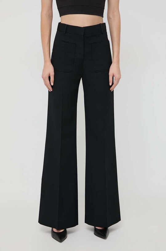 Victoria Beckham pantaloni din lână drept negru 1124WTR005115A