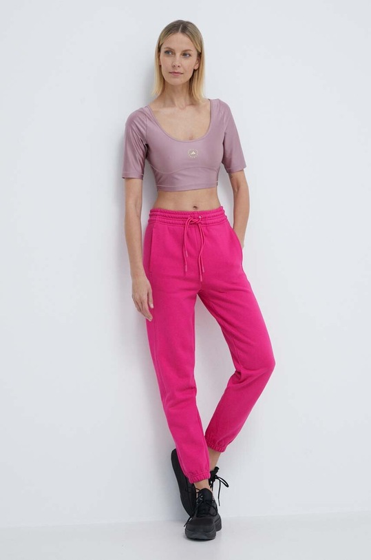 adidas by Stella McCartney pantaloni de trening bumbac roz IS1215