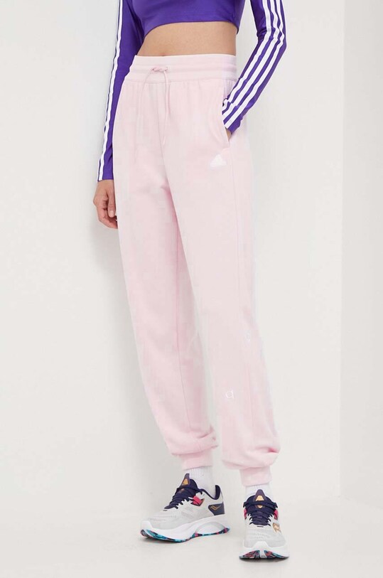 adidas pantaloni de trening tricotaj roz IS4297