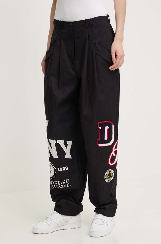 Dkny spodnie bawełniane HEART OF NY tkanina czarny D2B4A101