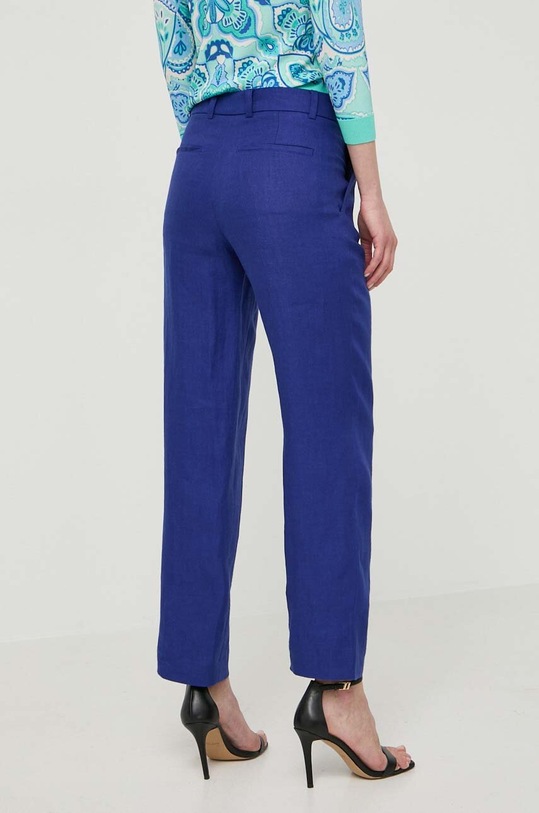 Odzież Luisa Spagnoli spodnie lniane ARGANO RUNWAY COLLECTION 541139 granatowy