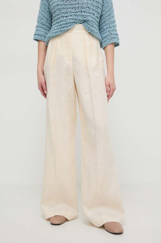 Luisa Spagnoli pantaloni din in 541082 bej SS24