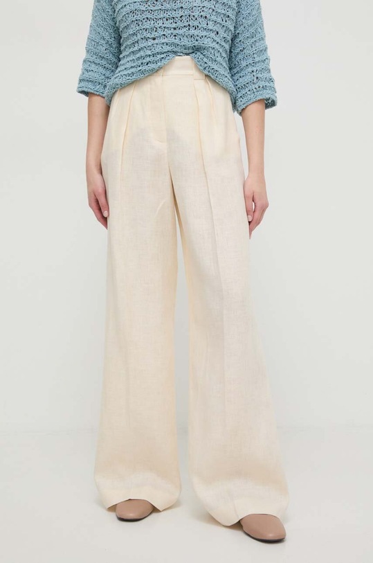 Luisa Spagnoli spodnie lniane 541082 beżowy SS24