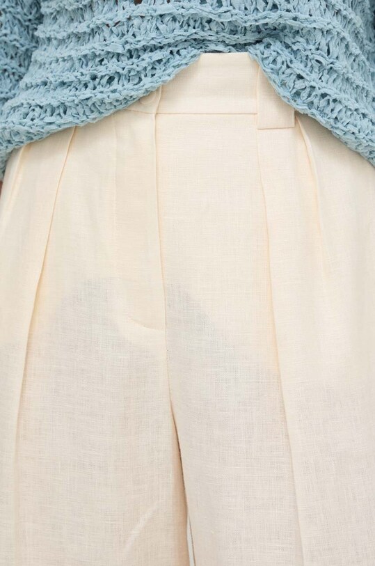 Luisa Spagnoli spodnie lniane beżowy 541082