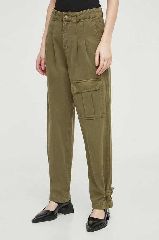 BA&SH pantaloni de bumbac verde 1E24MARO