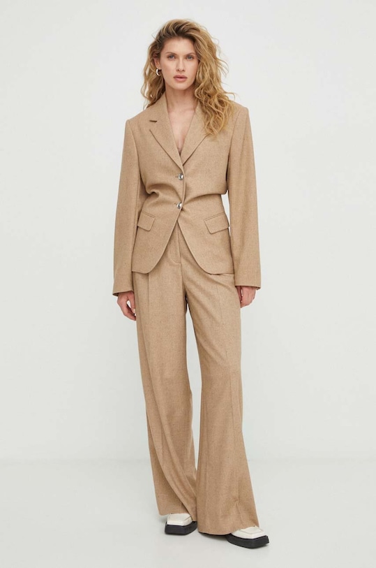 Штани з домішкою вовни Remain 5011182512 бежевий SS24