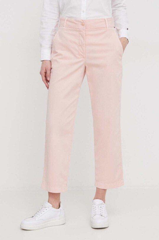 Tommy Hilfiger pantaloni drept roz WW0WW41352