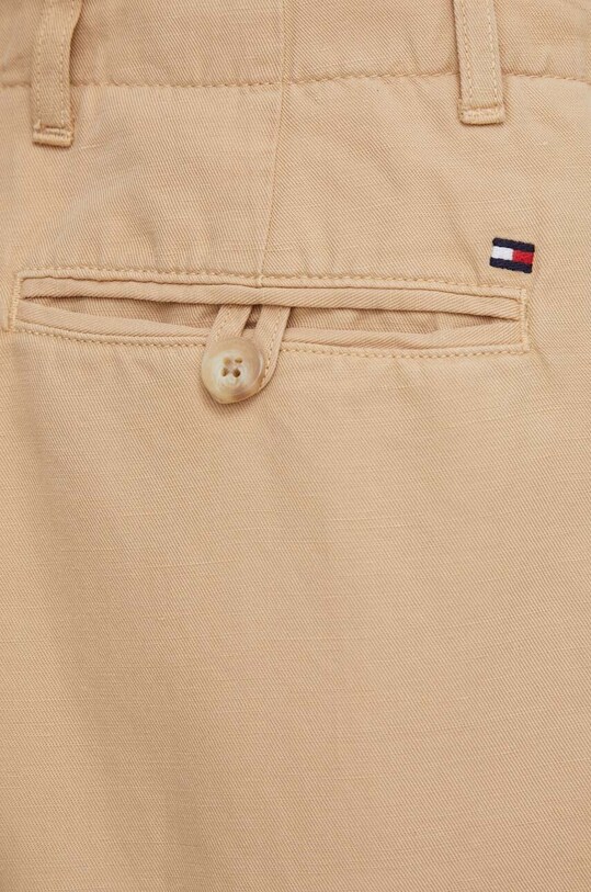 Tommy Hilfiger spodnie z domieszką lnu beżowy WW0WW41355