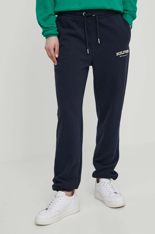 Bavlněné tepláky Tommy Hilfiger pletenina námořnická modř WW0WW41572