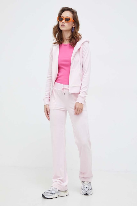 Juicy Couture spodnie dresowe welurowe JCAP180.381 różowy SS24