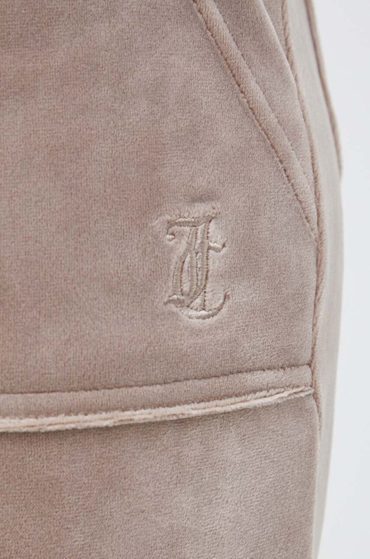 Juicy Couture spodnie dresowe welurowe beżowy JCAP180.379