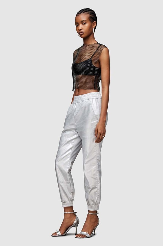 AllSaints pantaloni de bumbac Yara WE049Z argintiu