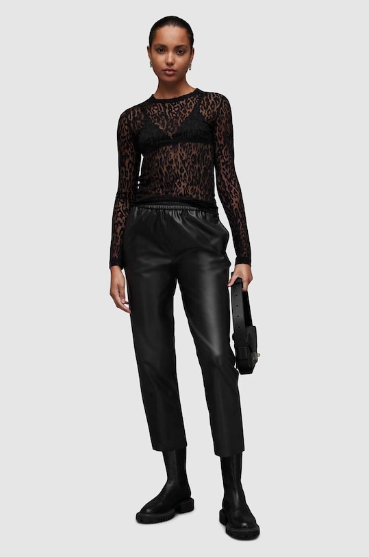 Kožené nohavice AllSaints Jen WL177Z čierna