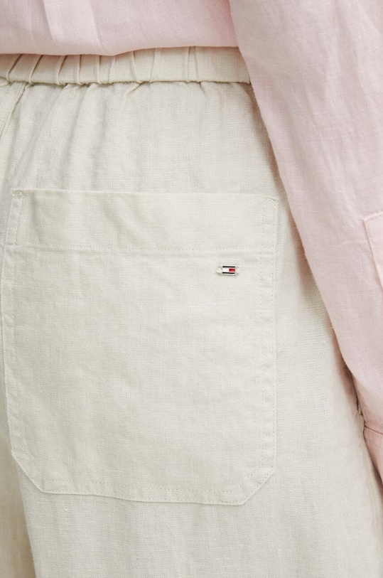 Льняні штани Tommy Hilfiger бежевий WW0WW41347