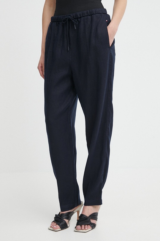 Odzież Tommy Hilfiger spodnie lniane WW0WW41347 granatowy