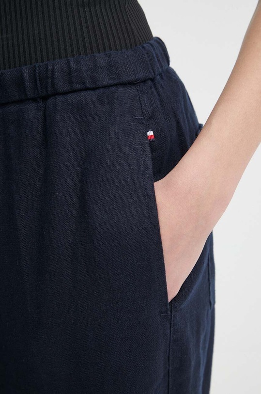 Tommy Hilfiger spodnie lniane granatowy WW0WW41347
