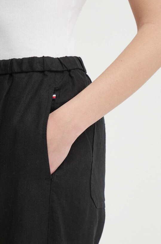 Льняні штани Tommy Hilfiger чорний WW0WW41347
