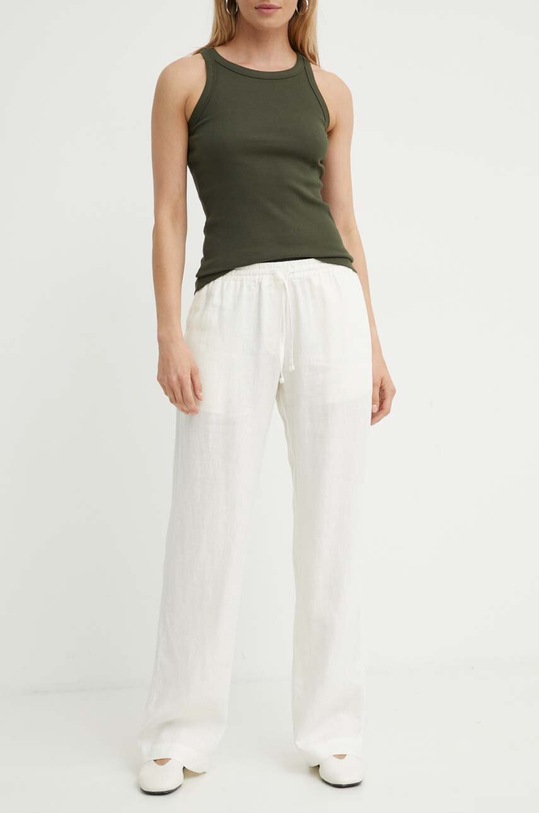 Samsoe Samsoe pantaloni din in HOYS drept bej F23900002