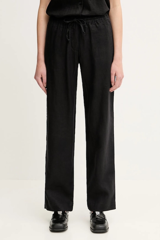 Lanene hlače Samsoe Samsoe HOYS lan crna F23900002