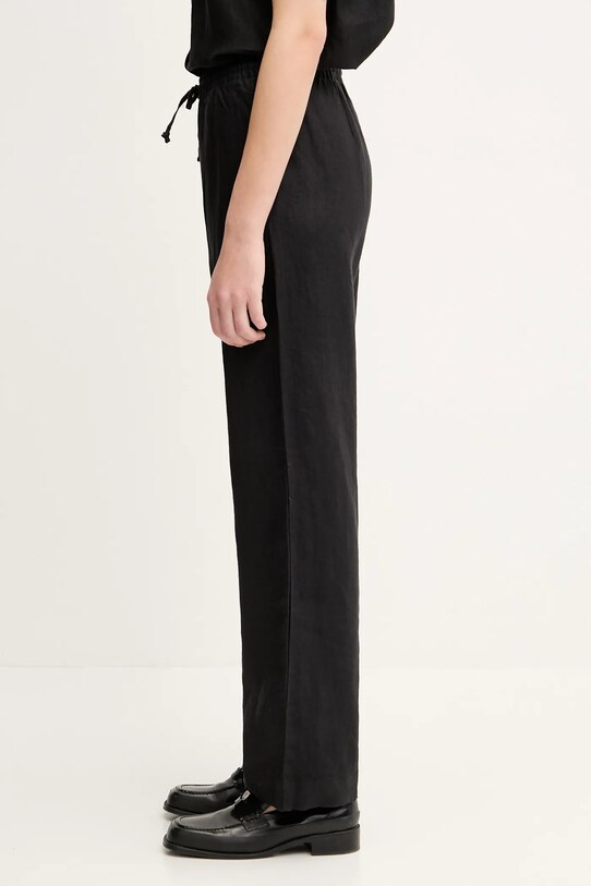 Samsoe Samsoe spodnie lniane HOYS F23900002 czarny AW25