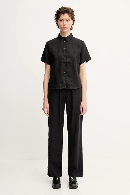 Lanene hlače Samsoe Samsoe HOYS crna F23900002