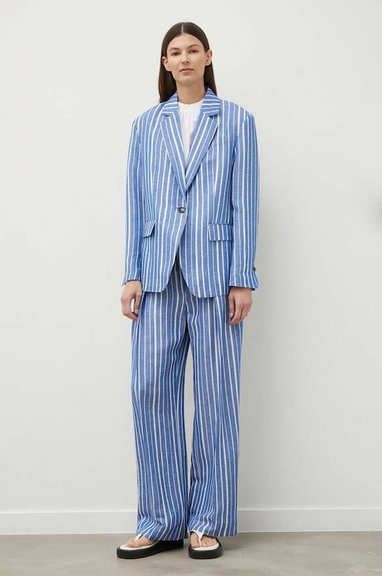 Day Birger et Mikkelsen spodnie lniane tkanina niebieski DAY65243020