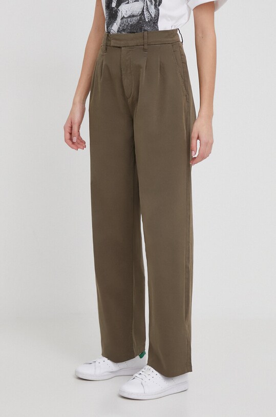 Hlače Pepe Jeans Tina Z elastanom zelena PL211697