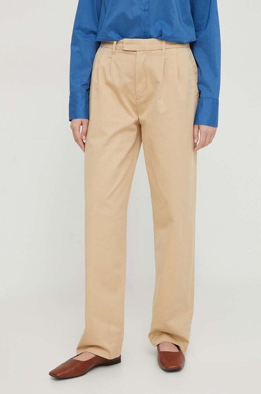 Pepe Jeans spodnie Tina z elastanem beżowy PL211697