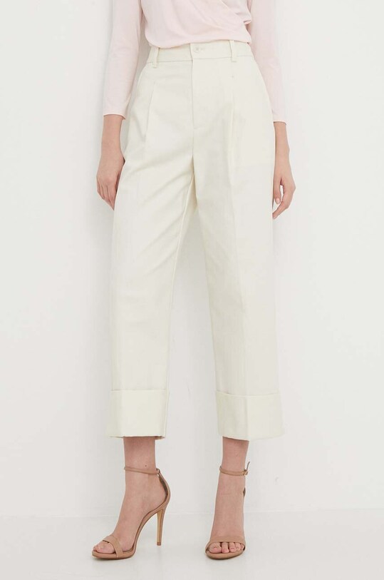 Lauren Ralph Lauren spodnie z elastanem beżowy 200871814