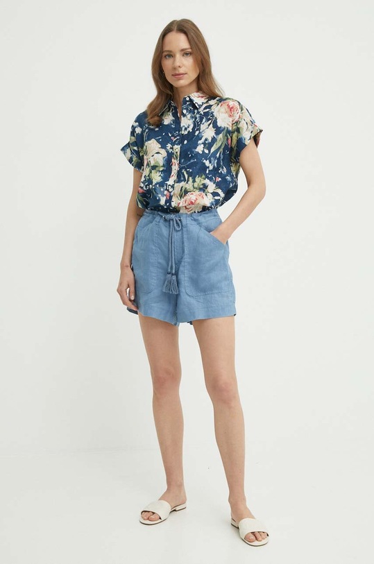 Ľanové šortky Lauren Ralph Lauren 200932893 modrá SS24