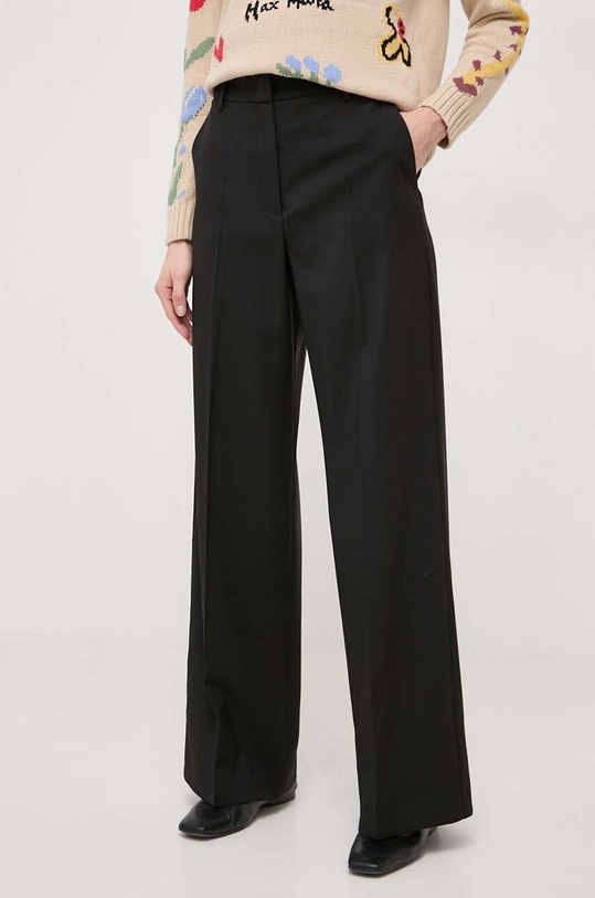 Weekend Max Mara spodnie wełniane tkanina czarny 2415131091600