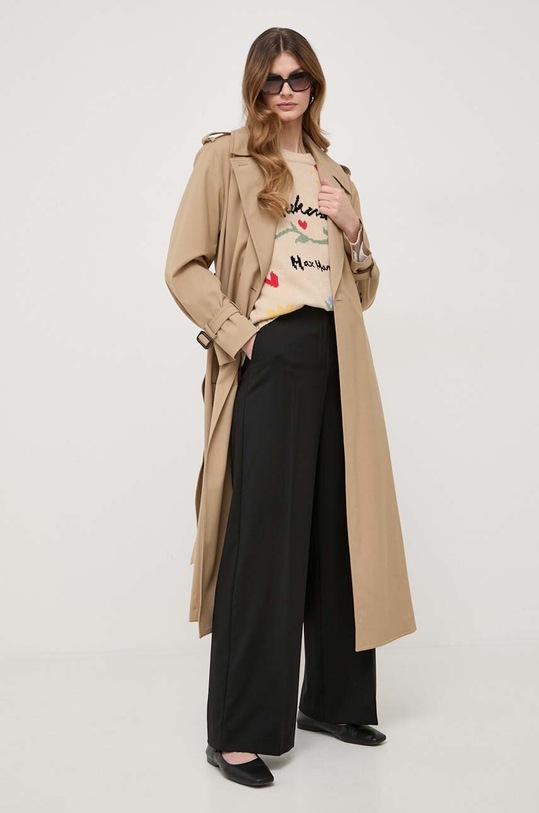 Weekend Max Mara spodnie wełniane 2415131091600 czarny SS24