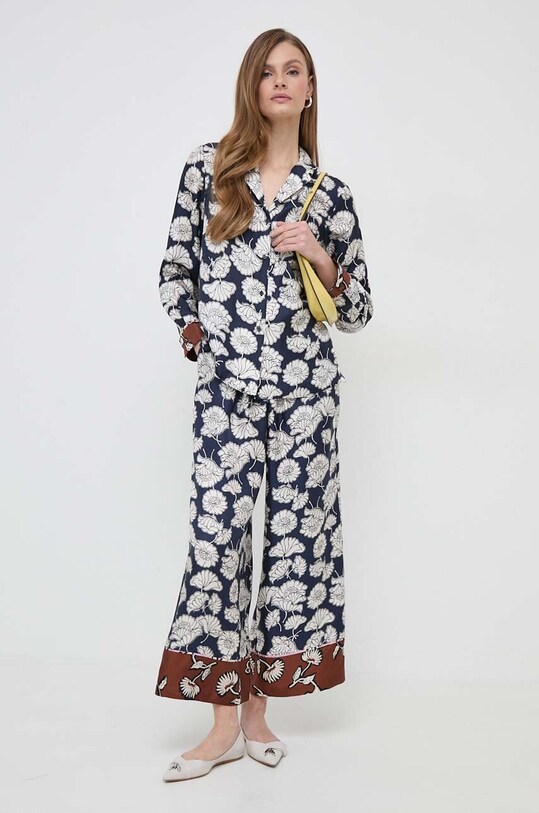 Weekend Max Mara pantaloni in seta alta blu navy 2415131111600