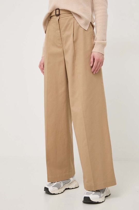 Weekend Max Mara spodnie z elastanem beżowy 2415131121600