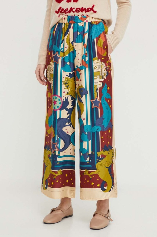 Weekend Max Mara spodnie jedwabne tkanina multicolor 2415131151600