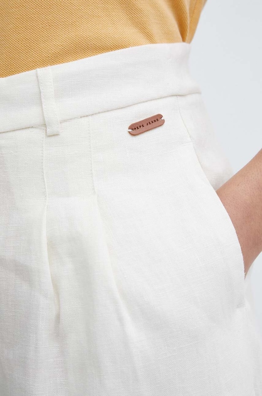 Pepe Jeans spodnie lniane MAE beżowy PL211740