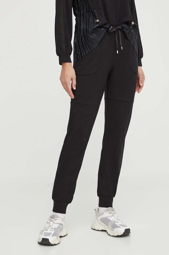 Liu Jo spodnie dresowe z elastanem czarny TA4031.JS182