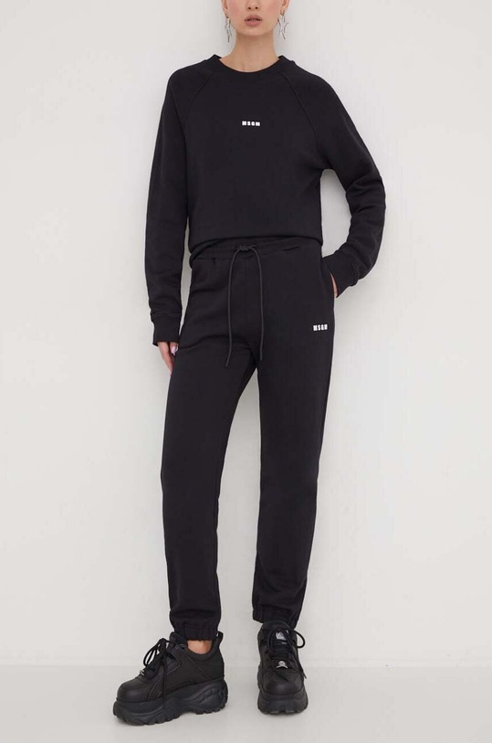 MSGM pantaloni de trening din bumbac bumbac negru 2000MDP500.200000