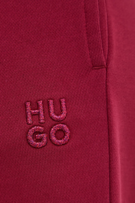 Хлопковые спортивные штаны HUGO бордо 50522417