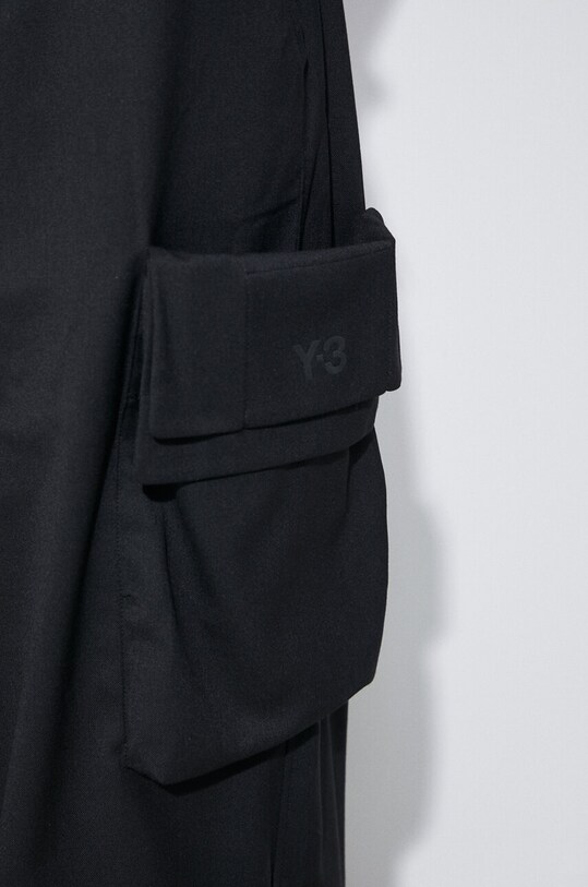 Hlače s primjesom vune Y-3 Refined Woven Cargo crna IN4373