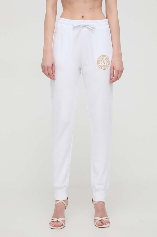 Versace Jeans Couture spodnie dresowe bawełniane bawełna biały 76HAAT02.CF01T