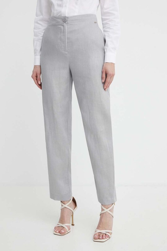 Льняні штани Armani Exchange прямий сірий 3DYP12.YN1RZ