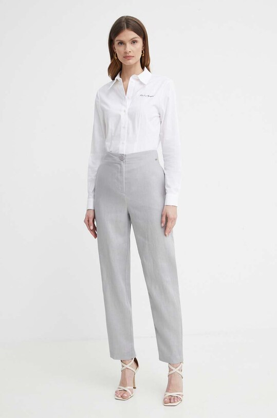 Льняні штани Armani Exchange 3DYP12.YN1RZ сірий SS24