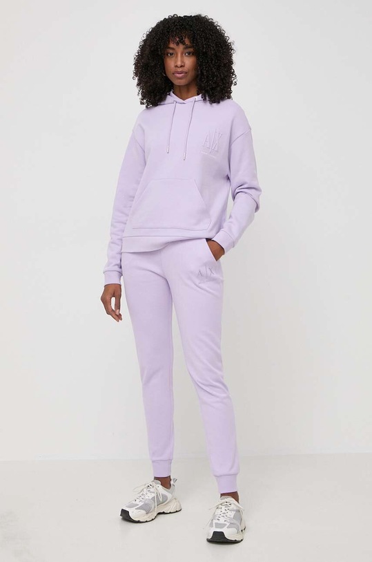 Armani Exchange spodnie dresowe bawełniane 3DYP82.YJFDZ fioletowy SS24