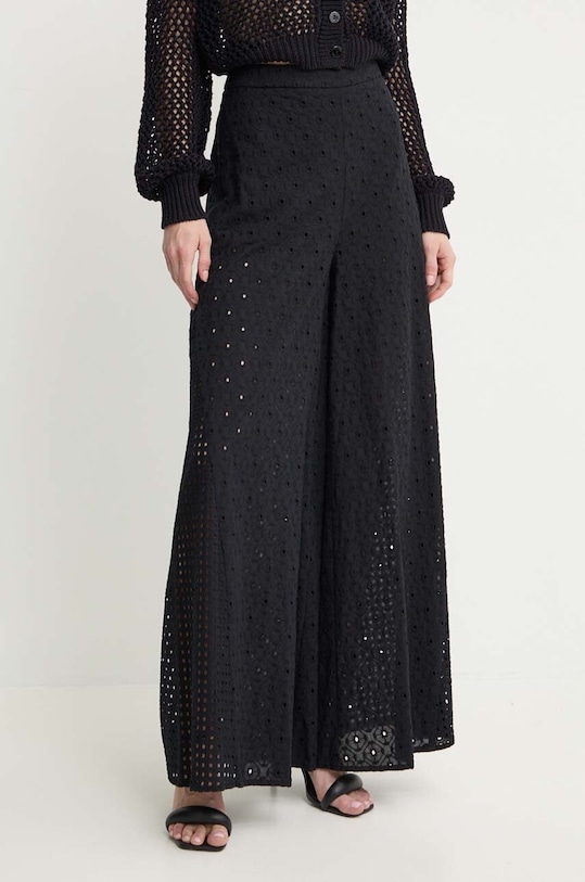 Twinset pantaloni de bumbac bumbac negru 241AT2076