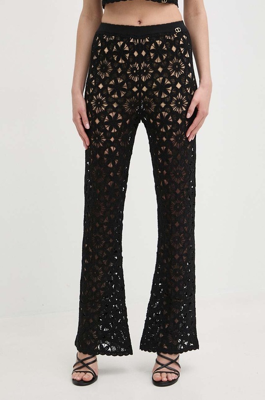 Twinset spodnie bawełniane bawełna czarny 241TT3232