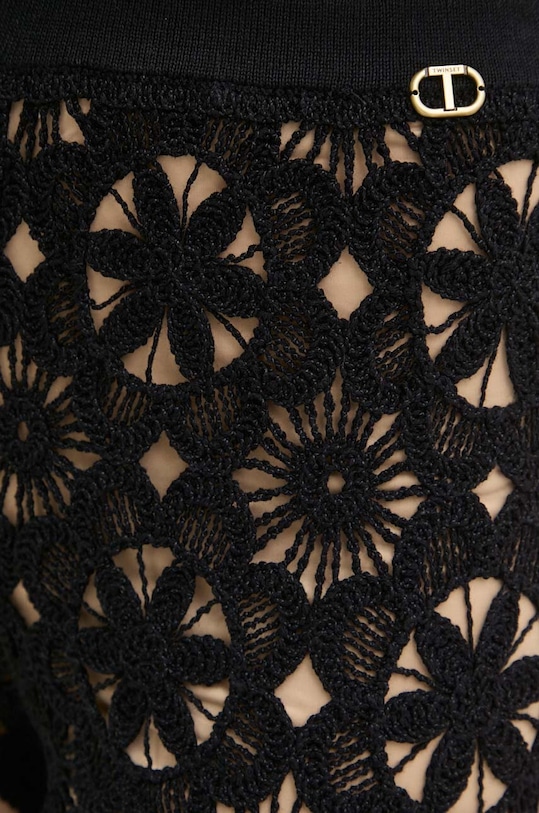 Twinset spodnie bawełniane czarny 241TT3232