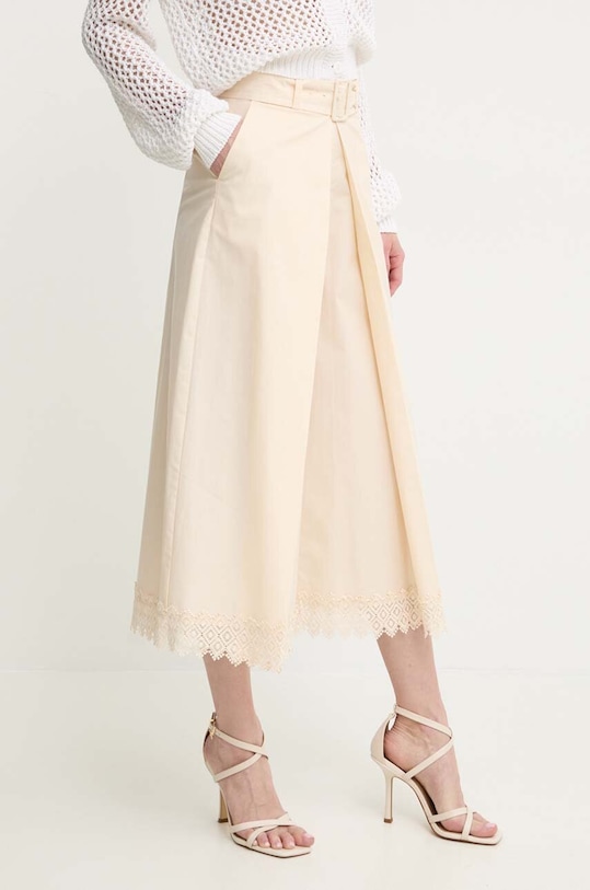 Kalhoty Twinset high béžová 241TT2236